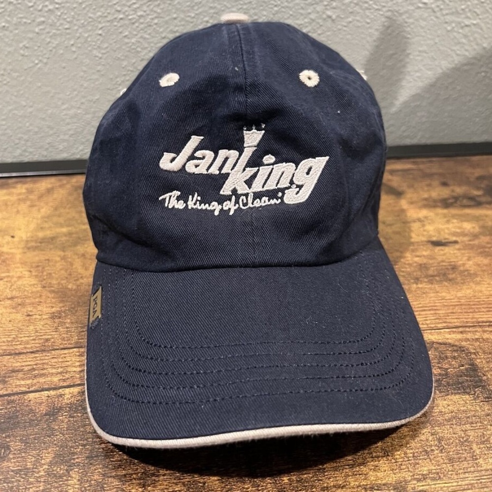 PGA Golf Hat Jan-King Adult Strap Back Cap Classic Cut Navy Blue